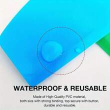 6pcs Transparent Plastic Envelope Adhesive Pockets - Suitable For 2/3/4 Ring Binder And Management Unit Button& School, Office File Folder, Vertical Opening,Back To School,School Supplies - Multicolor - View 3