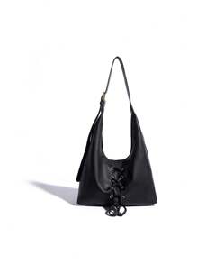 2pcs/Set Black Pu Material Combination Bag (13.38in*11.41in*4.33in) (7.48in*5.51in*2.55in) Practical, Scratch-Resistant, Wear-Resistant, With Inner Bag, Large-Capacity Tote Bag, Suitable For Daily Work Commuting, Shopping, Traveling, Versatile, Classic, Shoulder Bag, Handbag, With Makeup Bag, Best As Gift For Valentine's Day, Women's Combination Bag - Black - View 4