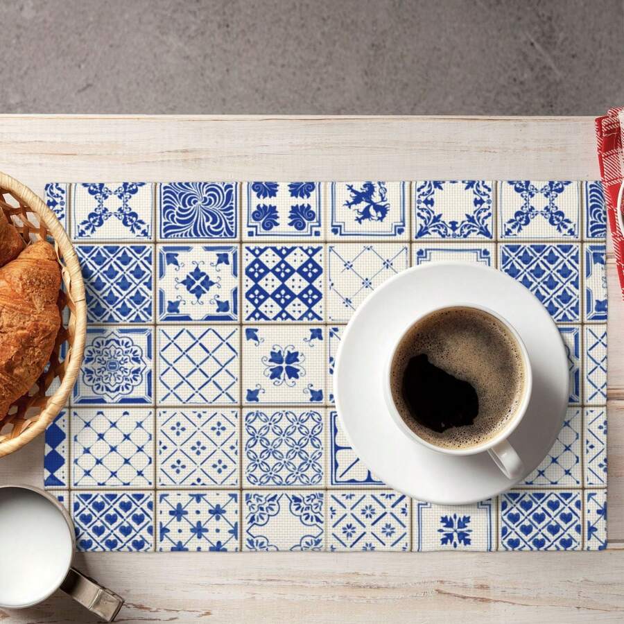 1pc Placemats 12*18 Inch, Mexican Talavera Tiles Placemats Table Wear