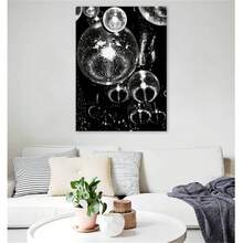 2 件現代迪斯科海報牆壁印刷,派對帆布裝飾,有趣的迪斯科牆壁藝術,迪斯科球燈圖片海報印刷,客廳、臥室、酒吧家居裝飾畫,無框 - 銀色 - 查看 3