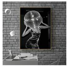 2 件現代迪斯科海報牆壁印刷,派對帆布裝飾,有趣的迪斯科牆壁藝術,迪斯科球燈圖片海報印刷,客廳、臥室、酒吧家居裝飾畫,無框 - 銀色 - 查看 4