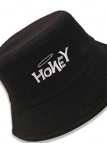 1頂中性y2k風格快樂青蛙漁夫帽,適用於戶外運動、遮陽和日常通勤 - 黑色 - 查看 2