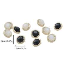 10入組復古金屬釦扣手工製作服飾配件黑白襯衫毛衣釦子工藝diy服飾裝飾縫針裝飾圓形釦子1.2cm / 0.47in - 黑色 - 查看 2