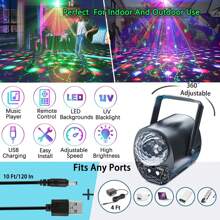 Mslitely Party Lights Disco Light,Disco Ball Light With Multiple Laser Light Show+UV Flashlight, 3 In 1 Sound Activated Party Lights Disco Lights For Parties Indoor DJ Rave Glow Party Festival - Black - View 3