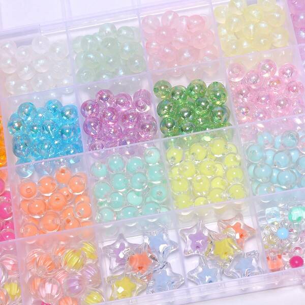 8mm DIY Acrylic Beads Bracelet Making Kit Cute Colorful Beads Bracelet Making Kit For Young