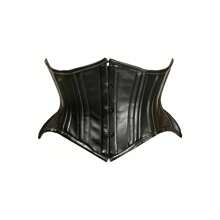 Daisy Corsets Top Drawer Black Faux Leather Double Steel Boned Curvy Cut Waist Cincher - Nhiều màu - Xem 3