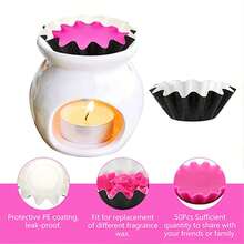50pcs/Set Wax Melts Warmer Reusable Wax Liners Candle Wax Warmer Leakproof Wax Tray For Scented Wax Electric Wax Warmers, Pluggable Wax Melter And Wax Burner - Black - View 9