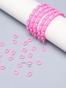 200入組亞克力純色鏈條,多種色彩,適合學生和女性,非常適合日常穿戴和diy珠寶製作 - 藕粉色 - 查看 4