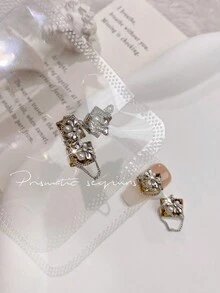 3d指甲藝術裝飾帶琥珀、珍珠、金屬鑲鑽、蝴蝶、鍊條、歐式鳳凰和愛心造型,適用於diy、家居、戶外、婚禮、美甲沙龍、美容院、母親節、姐妹節、妻子節、女友節和情人節 - 彩色 - 查看 5