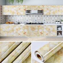 1roll  Marble Wallpaper Removable Wallpaper Film Self-Adhesive Granite Kitchen Peel Stick Backsplash Marble Tile Countertop Shelf Liner Bathroom - Multicolor - View 4