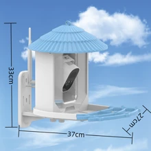 1入藍白色太陽能鳥食攝影機,低耗能,智能鳥食器,1080p高清攝像頭,自動捕捉鳥類視頻並發送語音通知,ai鳥類識別,wifi無線室外安全攝像頭 - 藍白色 - 查看 8