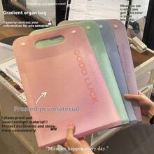 XINBIHE Gradient Colors Accordion Folder, & Large Capacity, A4 Size, Vertical Design, With Handles And 13 Compartments For Simple & Multi-Layer Paper & Document Storage - Pink - View 3