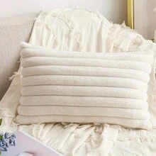 1入組45*45cm方形毛絨枕套,可用於家居、房間、臥室裝飾,適用於客廳沙發、床、辦公室、汽車,也可稱為坐墊套、枕套 - 白色 - 查看 3