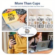 1pc My Heart Is On That Field Football Design UV DTF Cup Wraps For 16 Oz Glass Cup, UV DTF Cup Wraps, Cup Wraps For Glass Cups, Wraps For Cups, Glass Stickers For Cups, Cup Decals UV Transfer Stickers For Cups - Multicolor - View 6