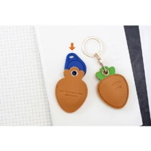 控制卡套钥匙链访问包吊坠卡通钥匙扣钥匙扣实用皮革钥匙圈个性化 - 紅蘿蔔 - 查看 4
