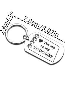 1入不分男女用不銹鋼鑰匙扣,刻有「你在我的要做清單上」的話語,情侶情人節禮物 - 銀色 - 查看 2