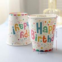 家庭聚會一次性派對用品套裝,包括彩色生日紙盤,圓形紙盤,紙杯,餐巾紙,匙和叉 - 彩色 - 查看 2