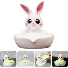 1入組兔子陶瓷肥皂盤,兔子可愛動物肥皂盤帶排水孔,卡通動物肥皂盤,淋浴浴室廚房配件 - 白色 - 查看 3