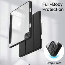 Funda para iPad Pro 11 Pulgadas (2022/2021/2020/2018 Modelo) con Pencil Poseedor, Clara Transparente Carcasa Trasera Delgada Soporte Antigolpes Cover Tableta - Negro - Ver 4