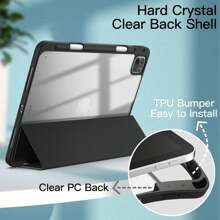 Funda para iPad Pro 11 Pulgadas (2022/2021/2020/2018 Modelo) con Pencil Poseedor, Clara Transparente Carcasa Trasera Delgada Soporte Antigolpes Cover Tableta - Negro - Ver 3