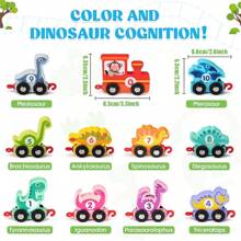 木製恐龍火車玩具套裝,適合3-5歲兒童使用,1-2-4歲幼兒玩具車,2-3-4歲幼兒玩具蒙特梭利玩具,聖誕、生日或節日送給男孩、女孩、小朋友的禮物 - 恐龍 - 查看 2