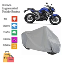 Capa de moto 100 % impermeável Protege Sol Chuva Poeira Anti Uv Resistente com Elástico - Prata - Visão 2