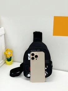 1件套卡通汽車兒童胸包可愛兒童休閒拉鍊零錢包輕便尼龍小挎包幼兒園小學生零錢包便攜戶外旅行包親子包肩帶可調節小學生男孩女孩兒童旅行度假使用旅行配件黑色 - 黑色 - 查看 3