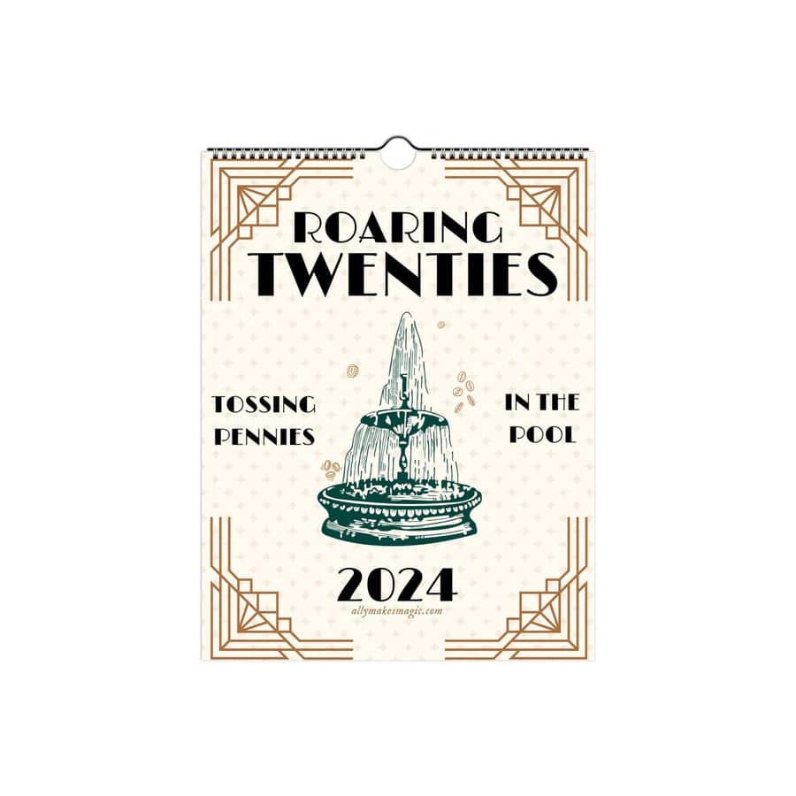 2024年咆哮的二十年代日曆 - 綠色 - 查看 1