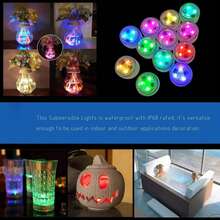 1套帶遙控的led水下燈,適用於潛水,防水蠟燭/茶燈適用於家居裝飾或車內環境,定時功能浴缸燈,魚缸/花瓶漂浮水下燈 - 彩色 - 查看 2