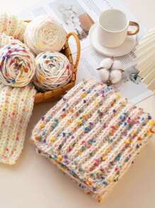 1入組特殊波點編織紗線卷，適用於手工藝，50克/入組糖果色紗線適用於圍巾、披肩、外套或袋子裝飾 - 白色 - 查看 2