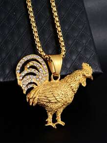 1個時尚多用途鑲嵌雞年生肖吊墜項鍊,男女適用 - 金雞 - 查看 2