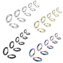 1對/5對時尚簡約朋克不鏽鋼盤旋式耳環,適合男女日常佩戴,尺寸有8mm/10mm/12mm/14mm/16mm可選 - 彩色的 - 查看 1