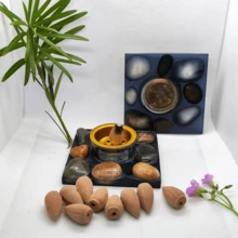 Black Stone Square Handmade Drip Gel HD Resin Incense Burner Comes With 10 Pieces Of Reversed Incense - Multicolor - View 6