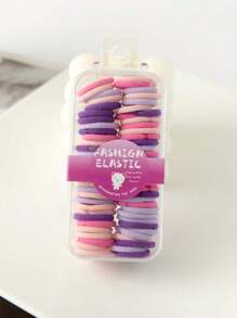 60 件迷你彩色弹性环形发带，适合日常使用和任何场合休闲马尾辫发绳 - 彩色 - 查看 25