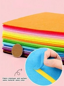 10pcs Medium Sized Plain & Multicolored Felt Cloth For Handicraft Diy & Teaching - Multicolor - View 3