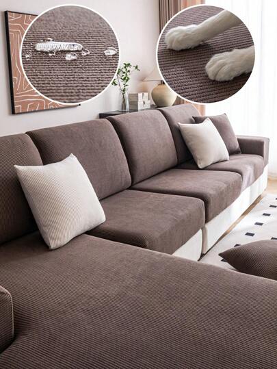 1 st. Vattentät Fyra Universiell Stretch sofföverdrag För L-formad Och 1/2/3/4-sits Soffor , Enkelt modernt Stil Anti-halk Soffafodral , Vardagsrum Soffa Skyddare