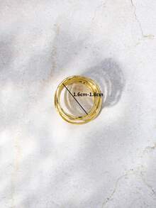 1 件創意時尚銅材質捲繞紋理女士戒指,休閒,約會,度假禮物 - 金黃色 - 查看 11