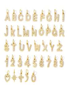 1pc Fashionable Simple Stainless Steel Alphabet Accessory, Daily Wear - Gold - View 2