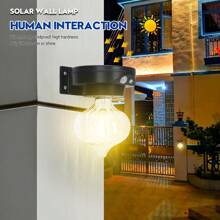 1pc Solar Powered Motion Sensor Wall Light, Waterproof & Ultra-Bright, With Tungsten Filament Bulb, For Outdoor Garden, Courtyard, Garage Lighting - Black - View 1