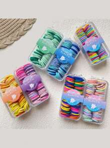 60 件迷你彩色弹性环形发带，适合日常使用和任何场合休闲马尾辫发绳 - 彩色 - 查看 7