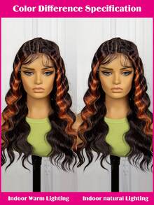 T-Part Synthetic Hair Wig Highlighted, Wavy, Cap Size 13*4*1 - Multicolor - View 8