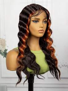 T-Part Synthetic Hair Wig Highlighted, Wavy, Cap Size 13*4*1 - Multicolor - View 6