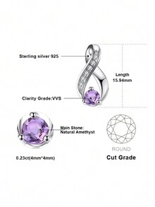 JewelryPalace 1 Pieza Elegante Collar De Plata De Ley 925 Con Diseño De Infinito Y Exquisito Corte Redondo De Amatista Púrpura Natural Para Mujer, Para Fiestas, Citas O Regalo De Joyería Fina De Banquete - Morado - Ver 7