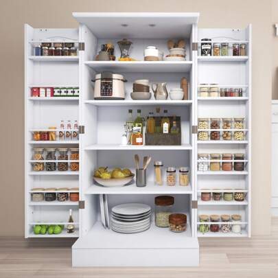 Kitchen Food Storage Cabinet,Home 47inch Farmhouse Kitchen Pantry