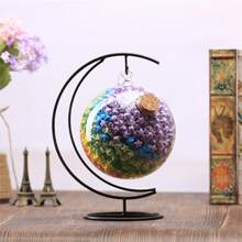 1件裝飾展示架,鐵掛鉤,可放置玻璃球、空氣植物、水晶球,適用於家居婚禮裝飾,月形桌上展示架帶鉤,家居裝飾、房間裝飾、桌面裝飾（不包含植物和玻璃球） - 黑色 - 查看 2