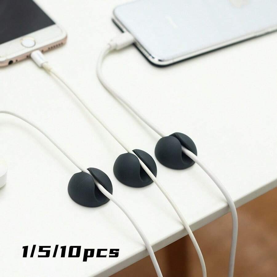 1/5/10 件黑色黏性電纜夾,電纜管理理線器,適用於家庭辦公汽車桌面床頭板 多種顏色可供選擇