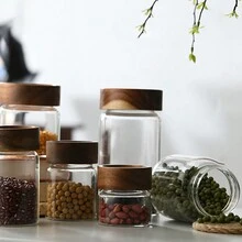 1pc Threaded Transparent High Borosilicate Glass Storage Jar With Screw Cap, 8*10cm/15cm/20cm - White - View 5