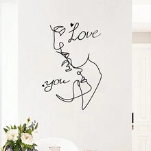 1pc Creative Sketch Lover Face Wall Sticker - Multicolor - View 4