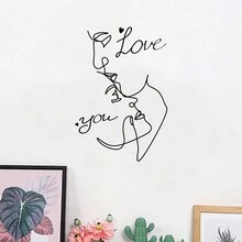 1pc Creative Sketch Lover Face Wall Sticker - Multicolor - View 1
