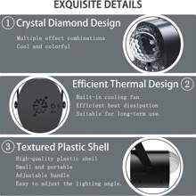 Mslitely Party Lights Disco Light,Disco Ball Light With Multiple Laser Light Show+UV Flashlight, 3 In 1 Sound Activated Party Lights Disco Lights For Parties Indoor DJ Rave Glow Party Festival - Black - View 8